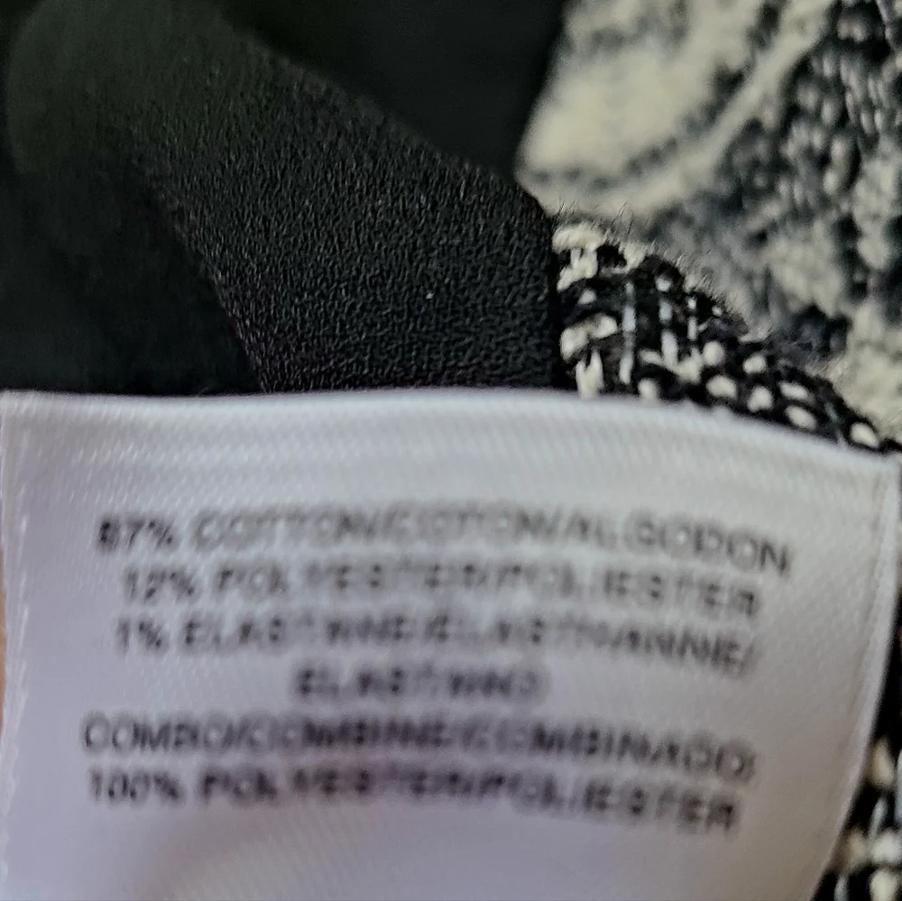 Anne Klein Black,Gray,White Striped Tweed Long Jacket, Black Trim, Size XL - Picture 12 of 12